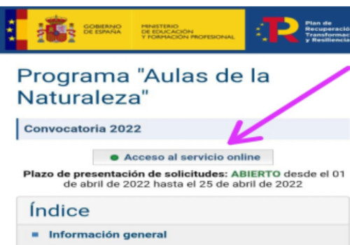 ¡¡¡AYUDAS PARA PARTICIPAR EN EL PROGRAMA “AULAS DE LA NATURALEZA”!!!